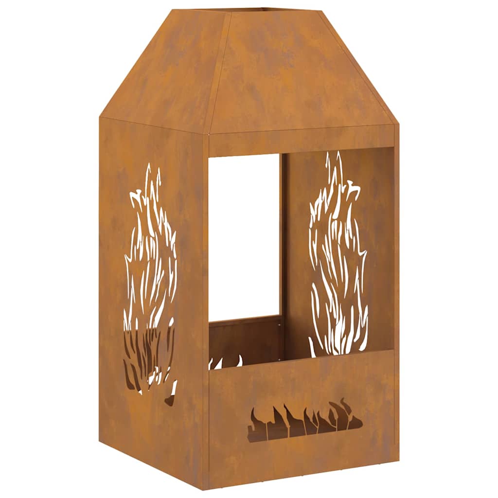 Fire Pit Castanho 50 x 50 x 100 cm Aço