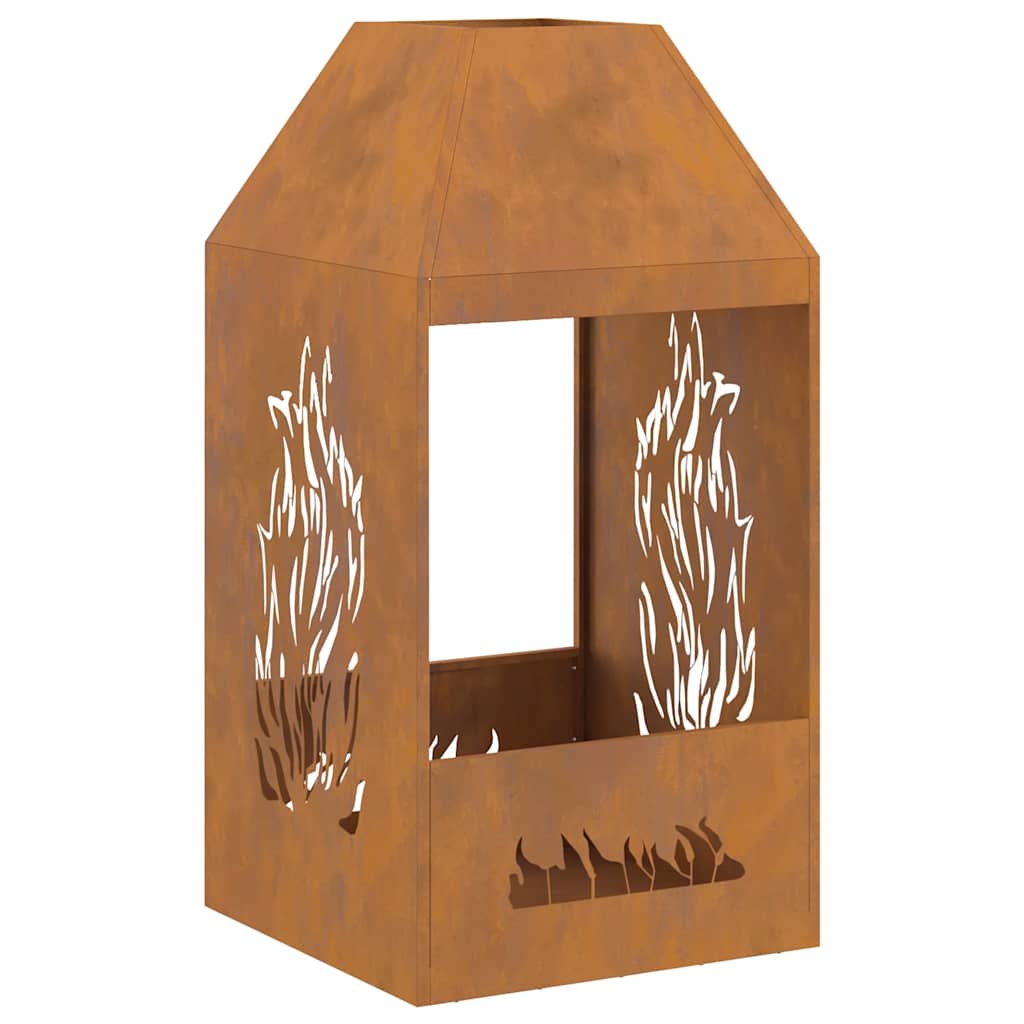 Fire Pit Castanho 50 x 50 x 100 cm Aço