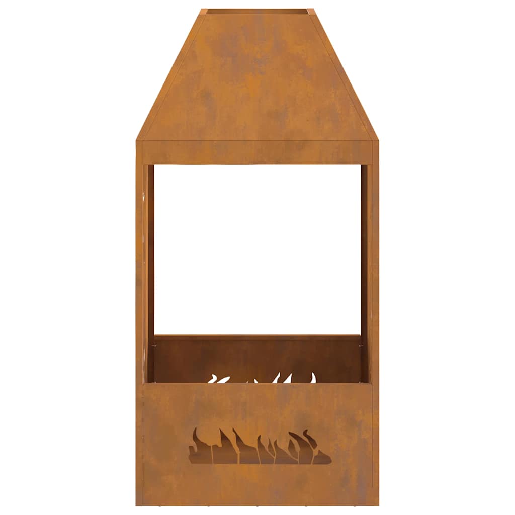 Fire Pit Castanho 50 x 50 x 100 cm Aço