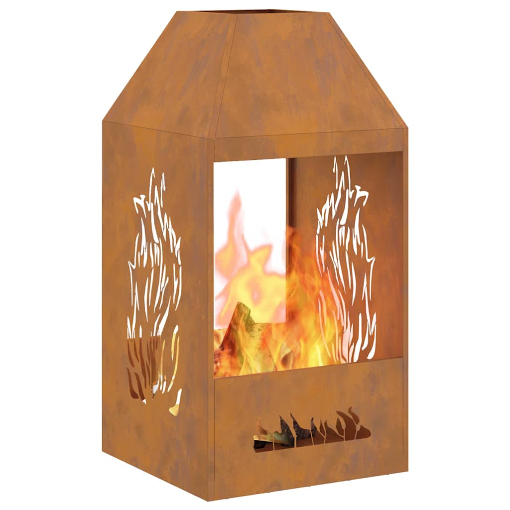 Fire Pit Castanho 50 x 50 x 100 cm Aço