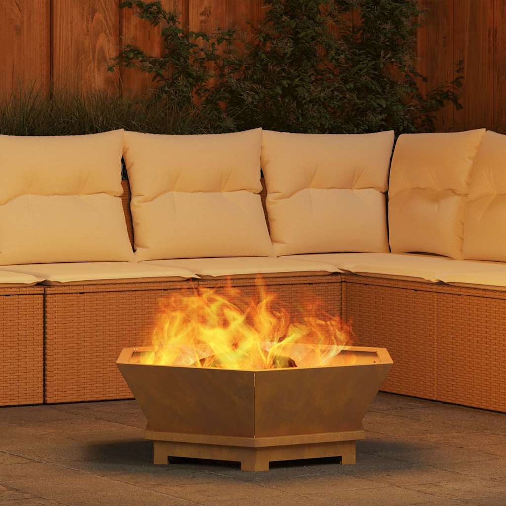 Fire Pit Castanho 75 x 75 x 28 cm Aço corten