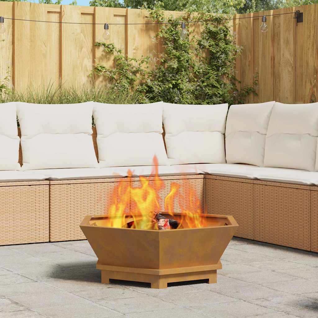 Fire Pit Castanho 75 x 75 x 28 cm Aço corten