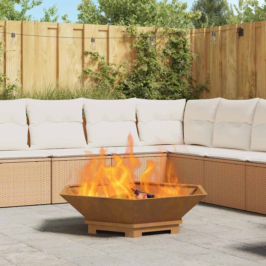 Fire Pit Castanho 100 x 100 x 28 cm Aço corten