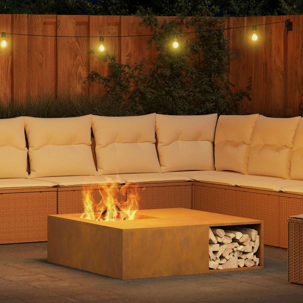 Fire Pit Castanho 100 x 100 x 30 cm Aço corten