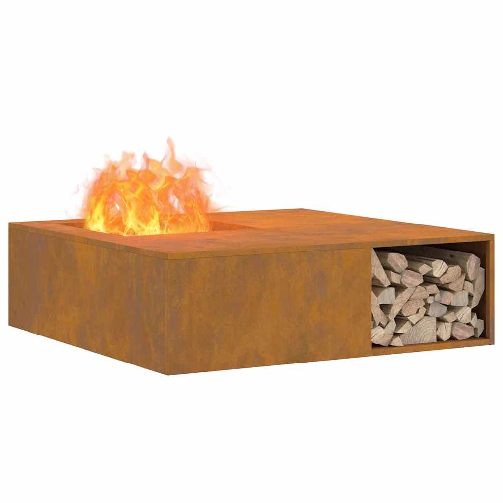 Fire Pit Castanho 100 x 100 x 30 cm Aço corten
