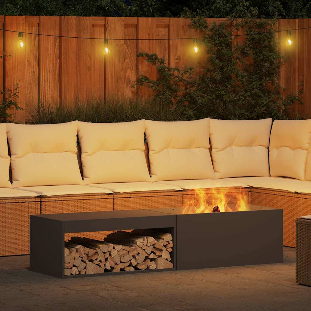 Fire Pit Preto 160 x 45 x 35 cm Aço