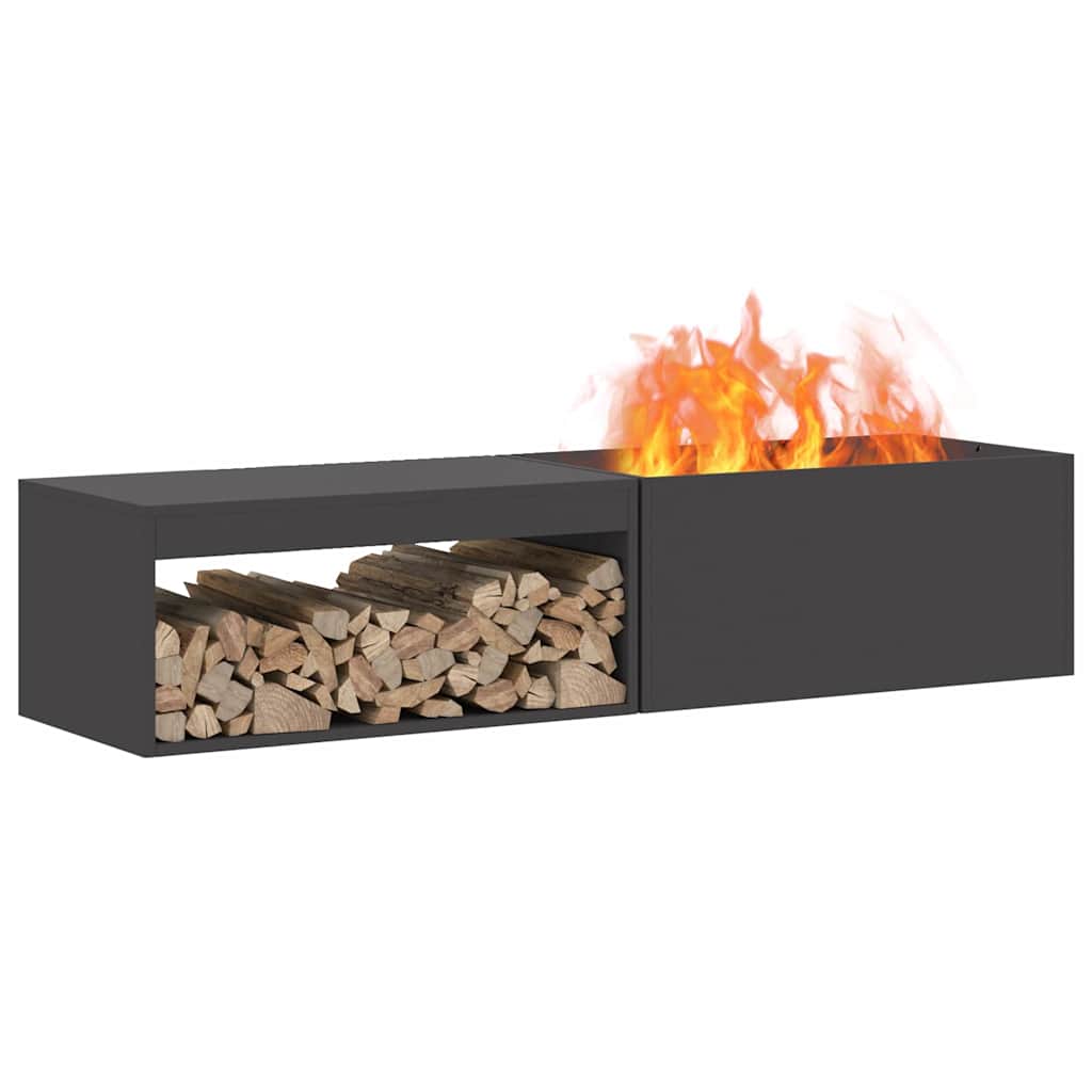 Fire Pit Preto 160 x 45 x 35 cm Aço