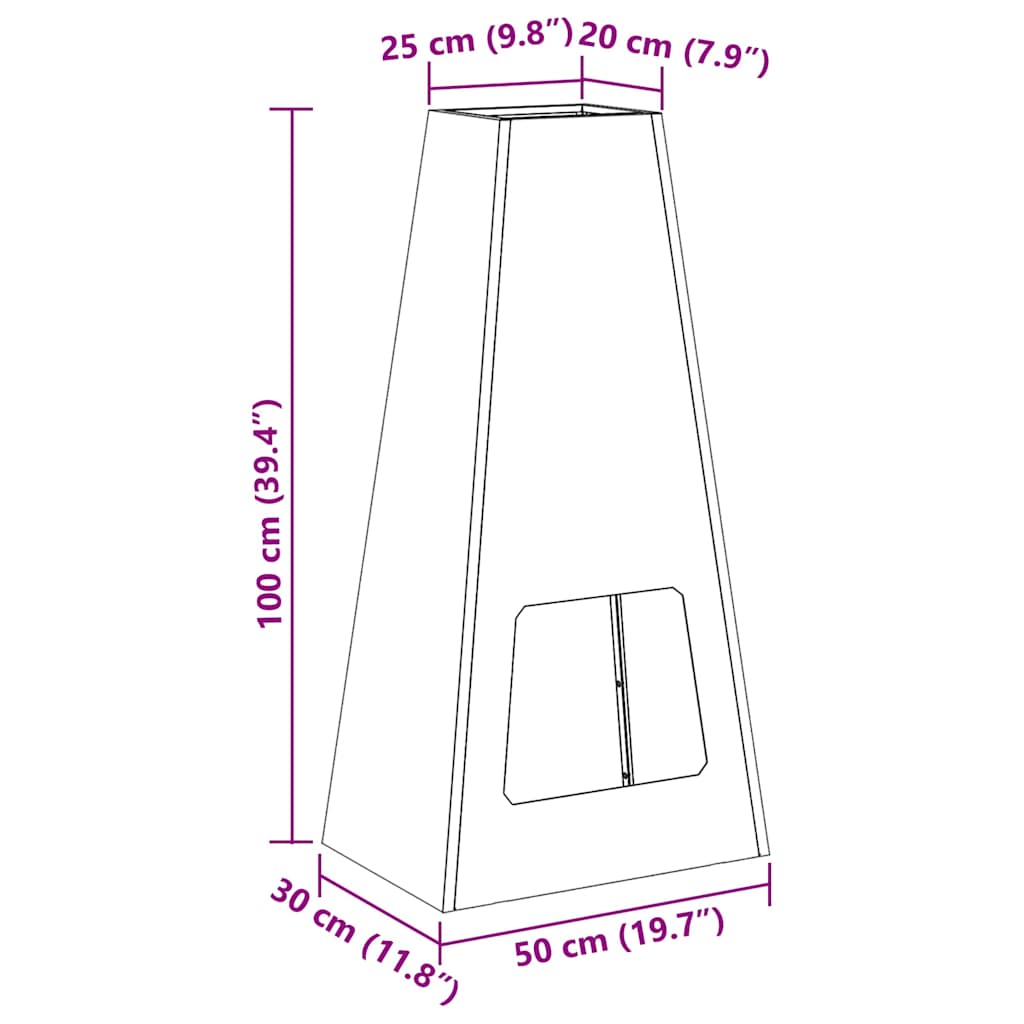 Fire Pit Preto 50 x 35 x 100 cm Aço