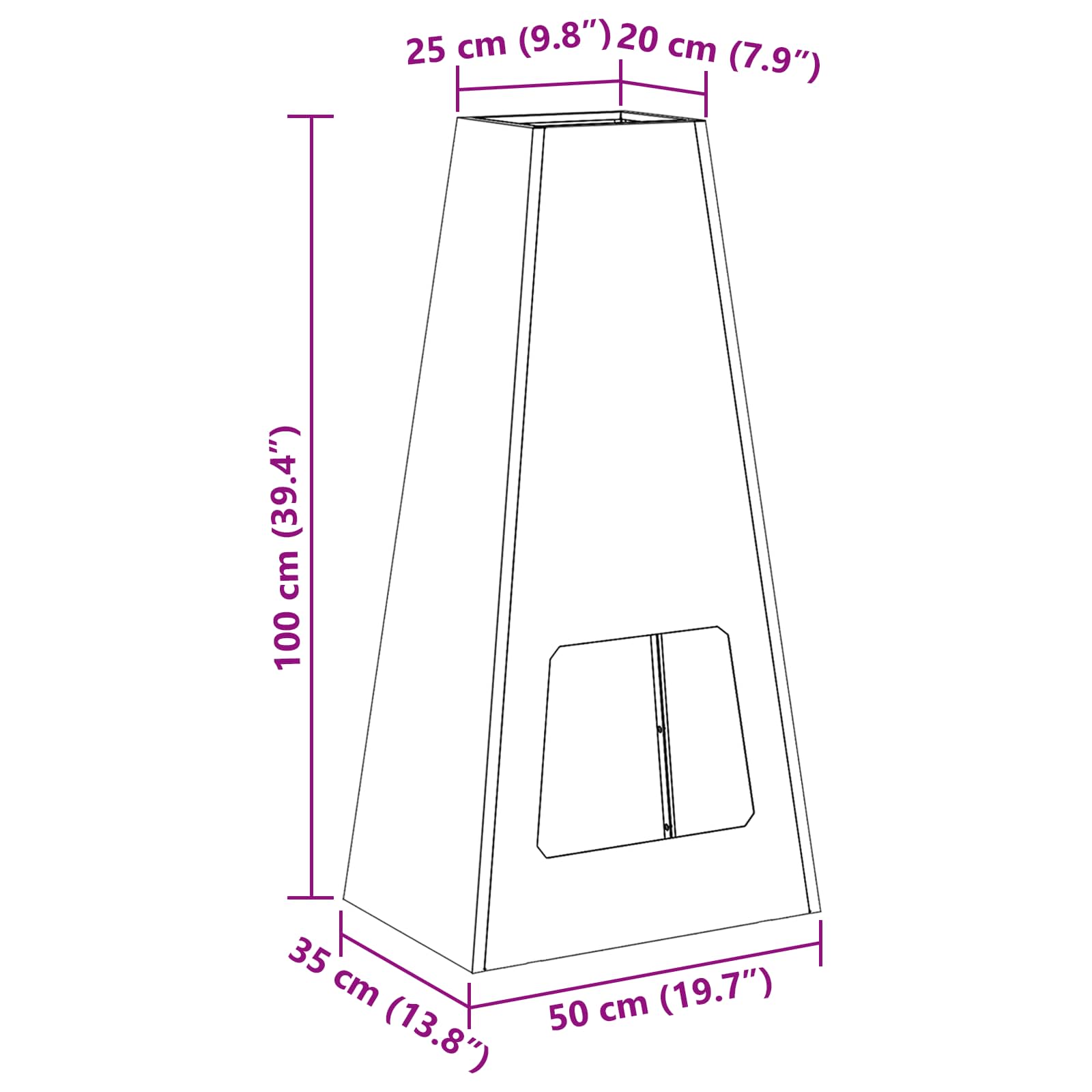 Fire Pit Preto 50 x 35 x 100 cm Aço