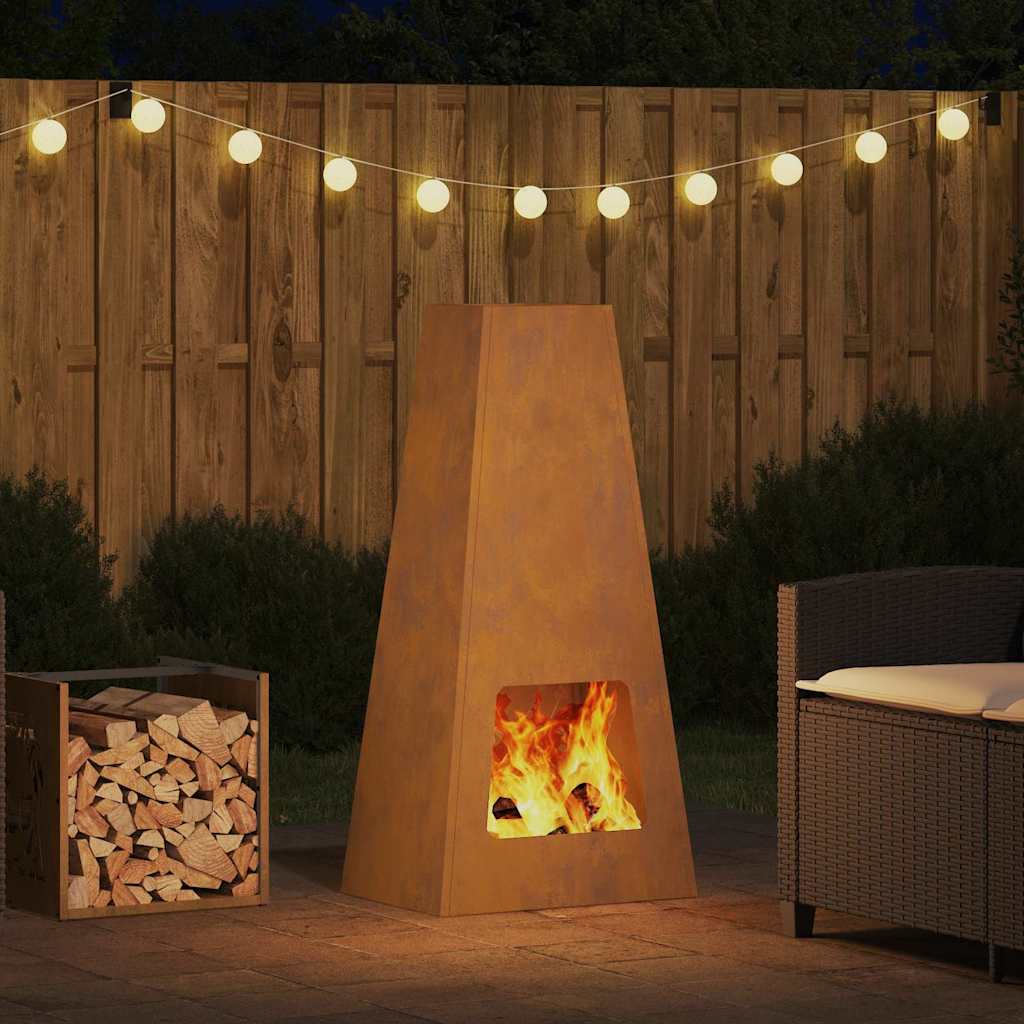 Fire Pit Castanho 50 x 35 x 100 cm Aço corten