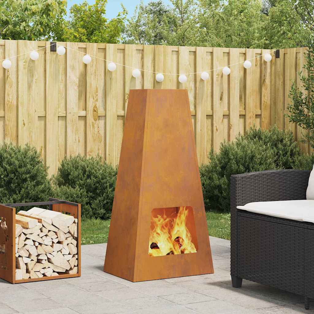 Fire Pit Castanho 50 x 35 x 100 cm Aço corten