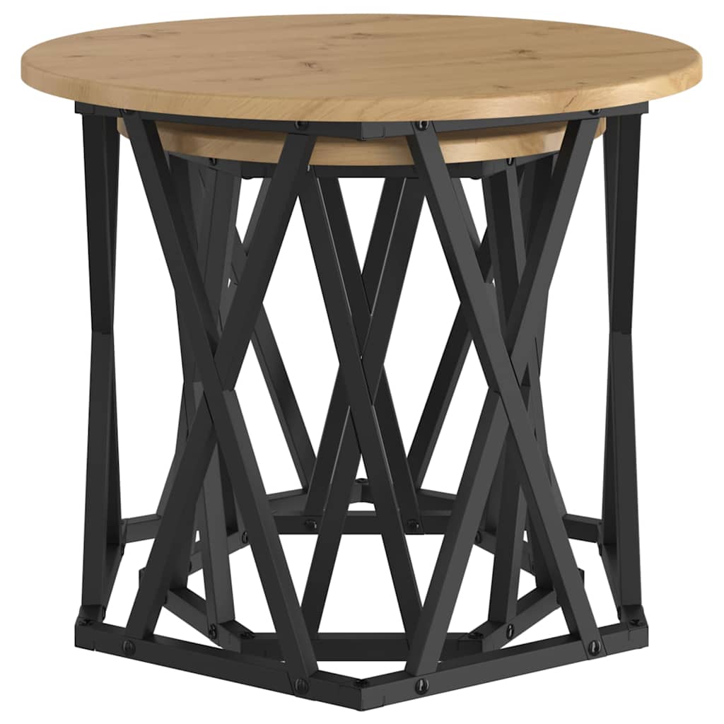 Mesa Lateral 2 pcs Carvalho Artesanal