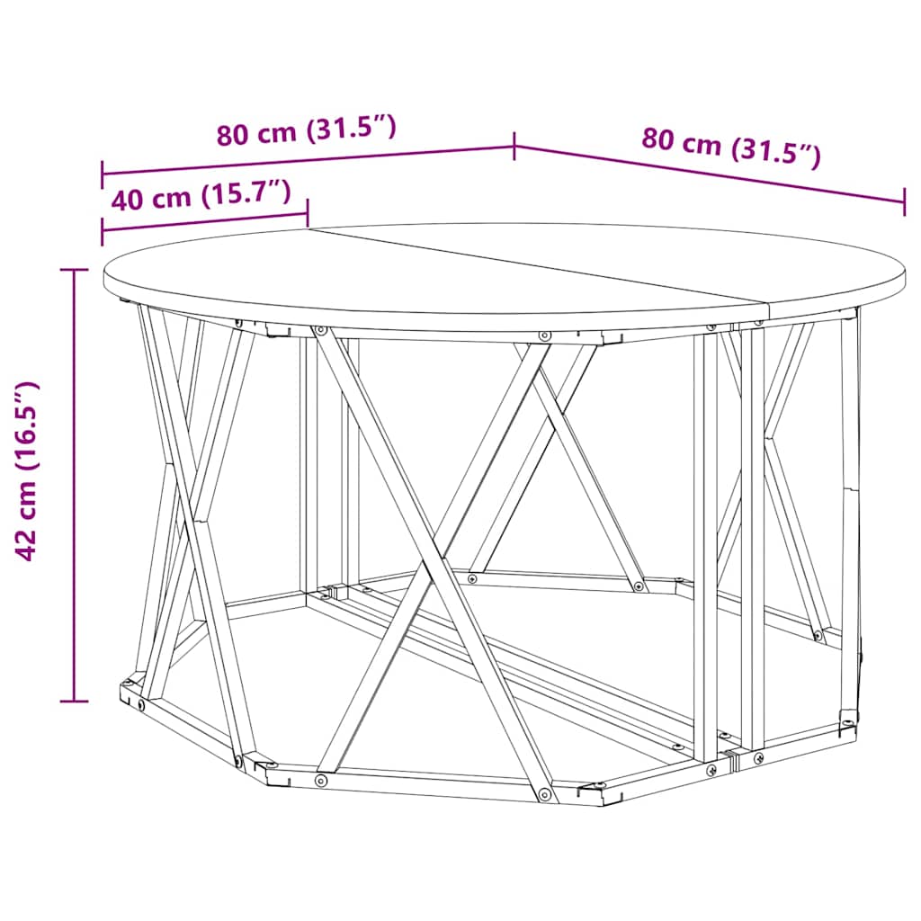 Mesa de centro Carvalho sonoma 80 x 80 x 42 cm