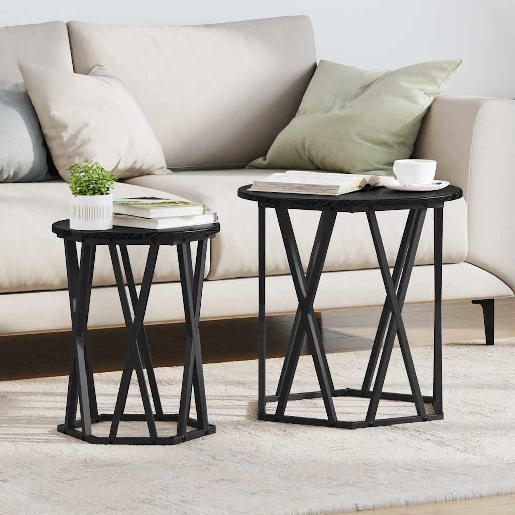 Mesa de centro 2 pcs Carvalho preto 50 x 50 x 50 cm