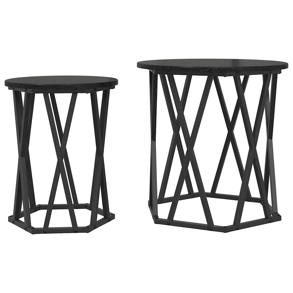 Mesa de centro 2 pcs Carvalho preto 50 x 50 x 50 cm