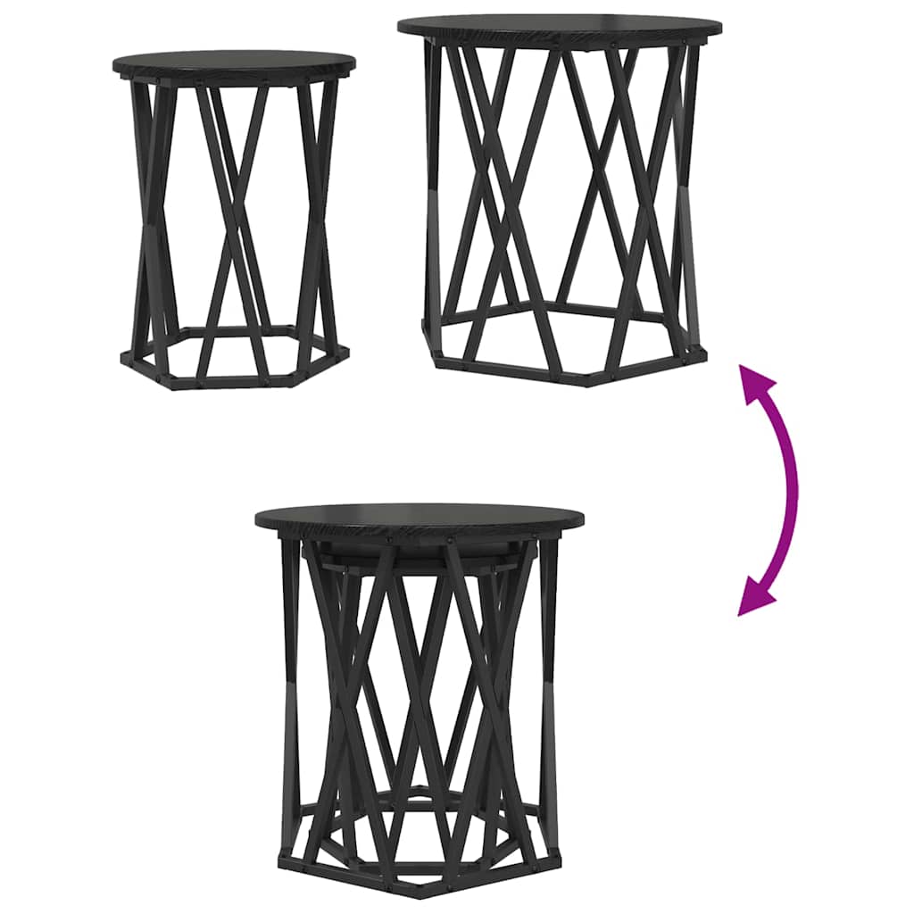 Mesa de centro 2 pcs Carvalho preto 50 x 50 x 50 cm