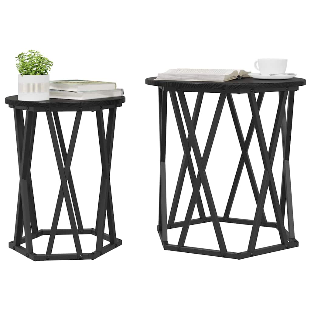 Mesa de centro 2 pcs Carvalho preto 50 x 50 x 50 cm