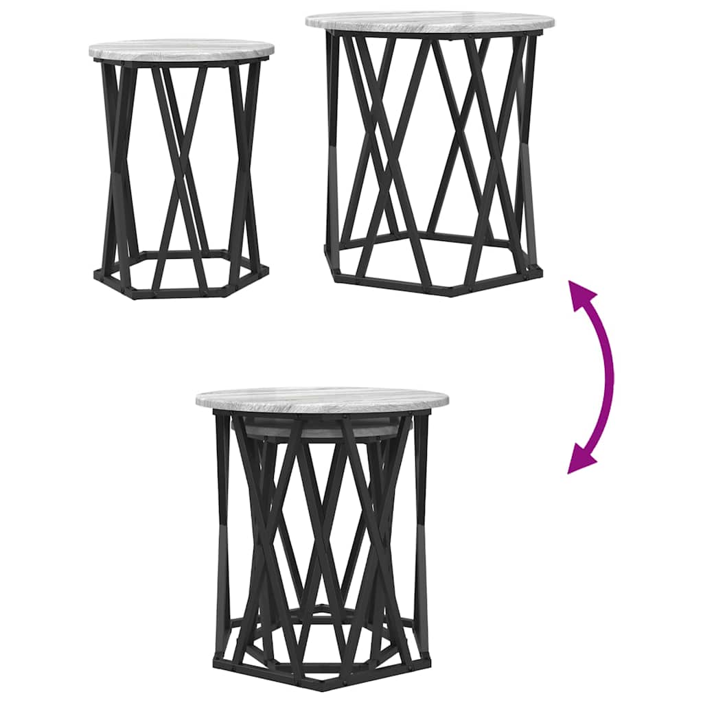 Mesa de centro 2 pcs Sonoma cinzento 50 x 50 x 50 cm
