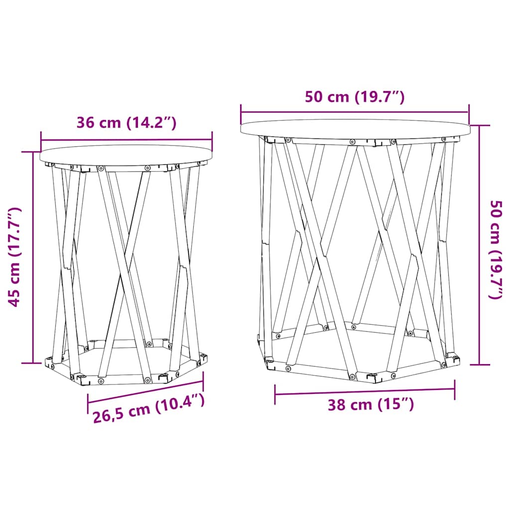 Mesa de centro 2 pcs Sonoma cinzento 50 x 50 x 50 cm