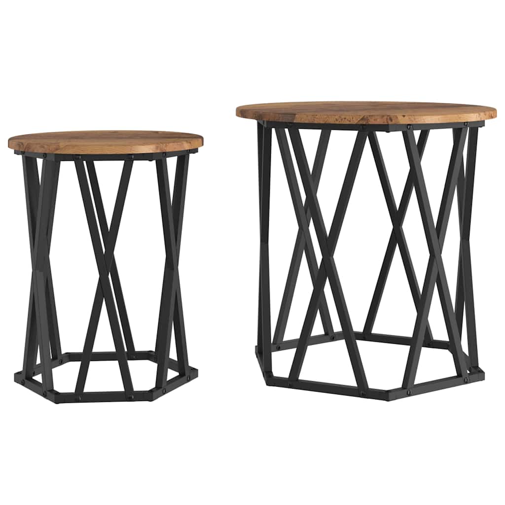 Mesa de centro 2 pcs Madeira antiga 50 x 50 x 50 cm