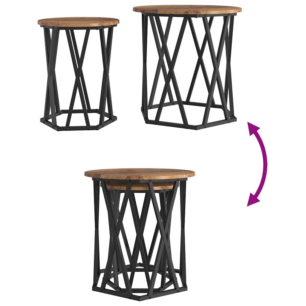Mesa de centro 2 pcs Madeira antiga 50 x 50 x 50 cm