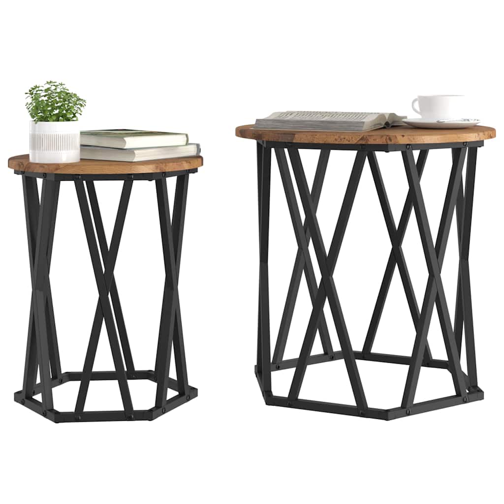 Mesa de centro 2 pcs Madeira antiga 50 x 50 x 50 cm