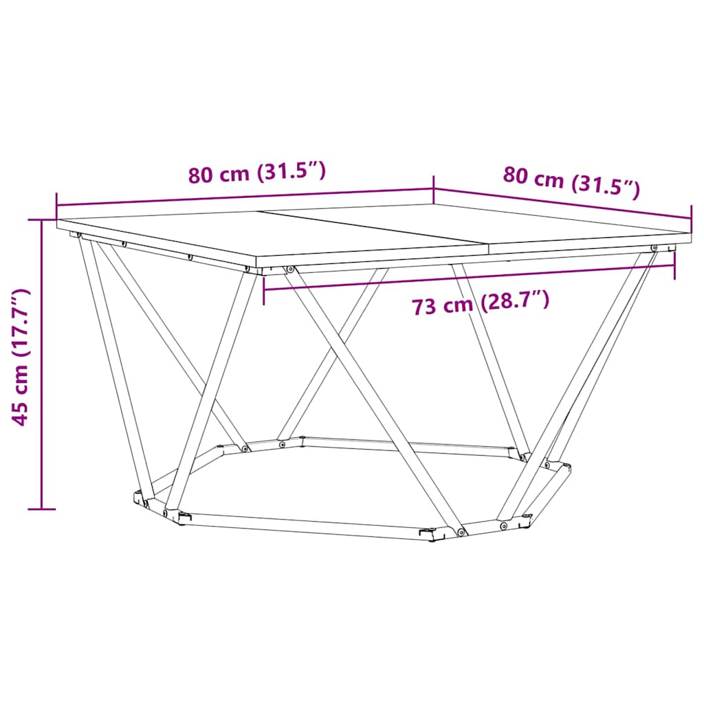 Mesa de centro Sonoma cinzento 80 x 80 x 45 cm
