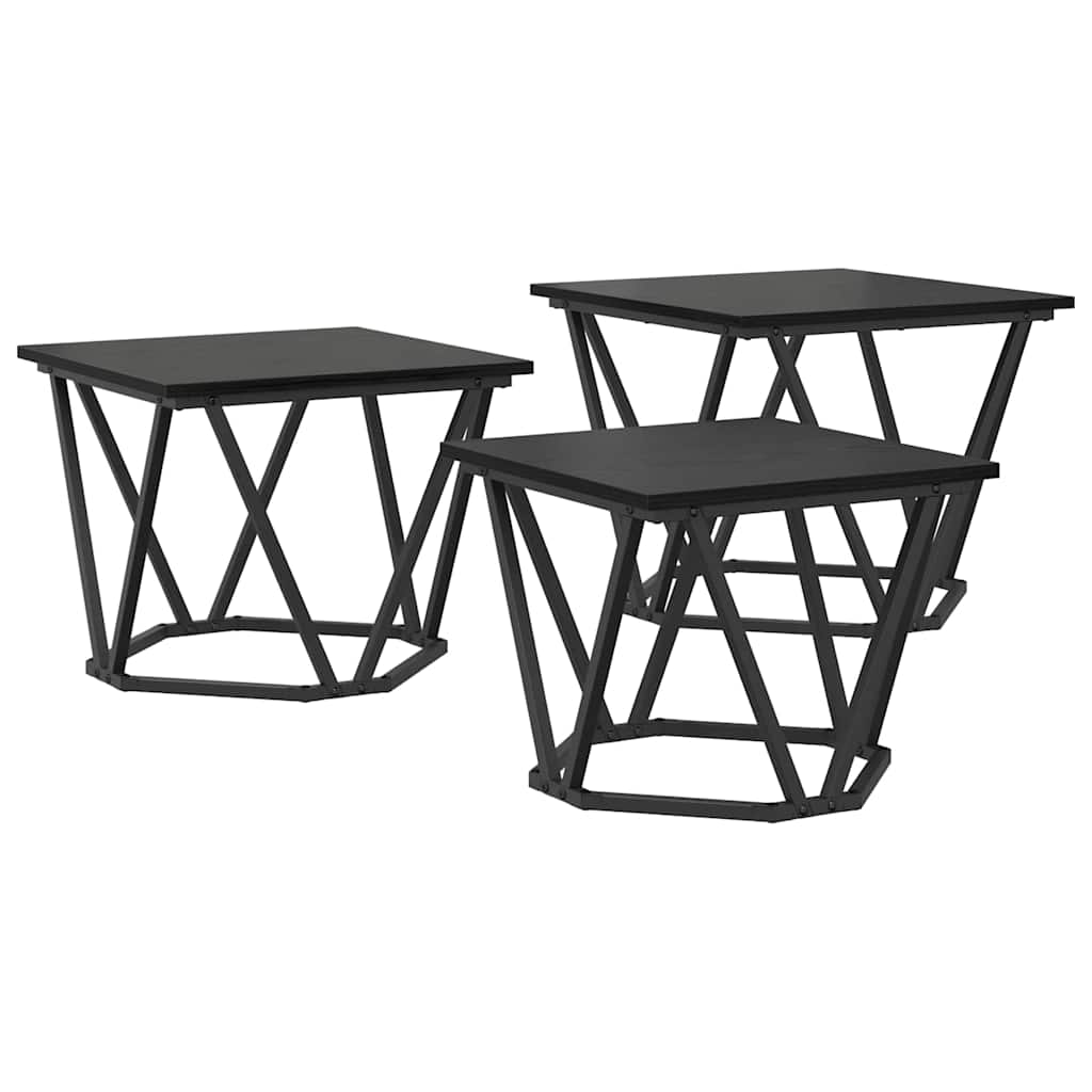 Mesa de centro 3 pcs Carvalho preto 50 x 50 x 40 cm