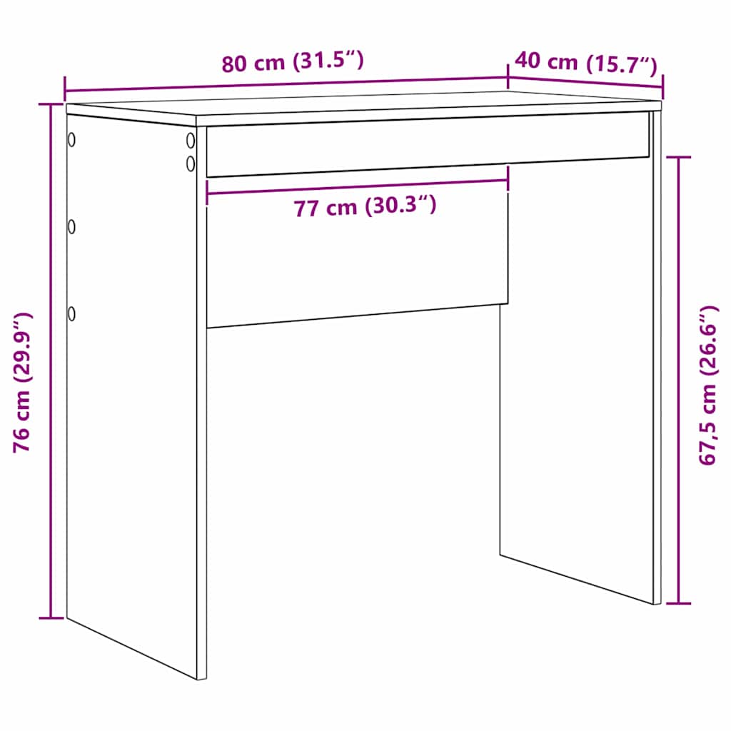 Mesa Outros Carvalho preto 80 x 40 x 76 cm Madeira processada