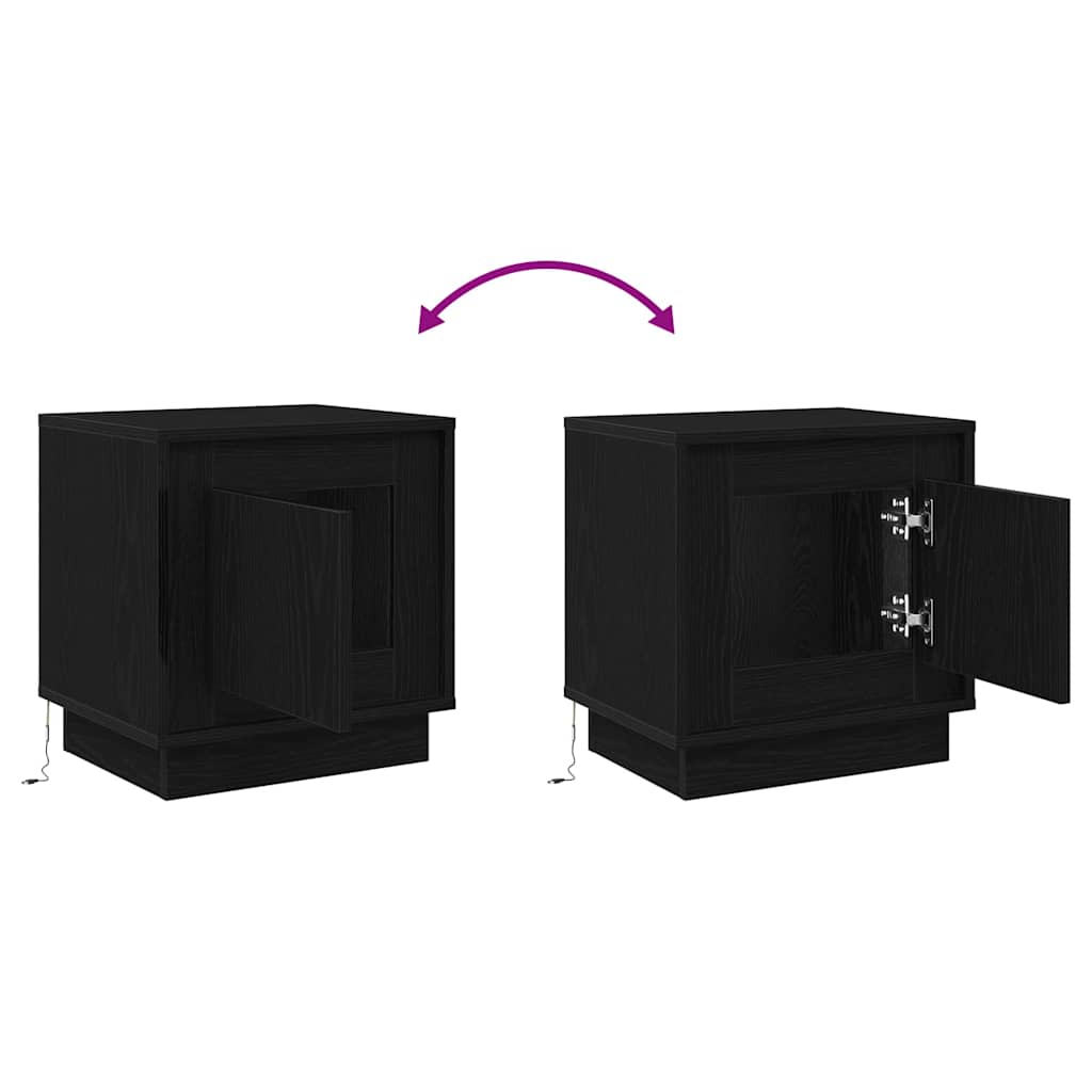 Armário de Cabeceira Preto 44 x 34.5 x 45 cm Madeira processada