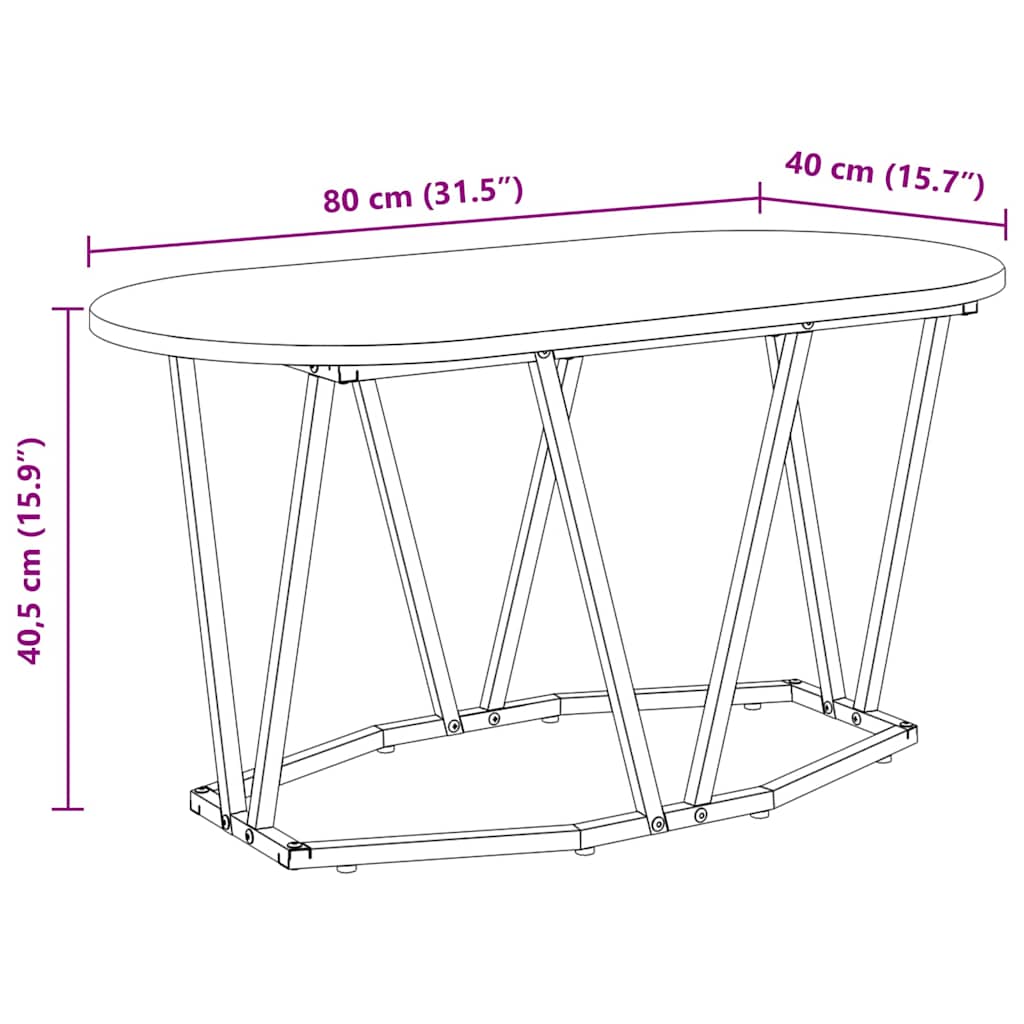 Mesa de Centro carvalho artisiano 80 x 40 x 40,5 cm