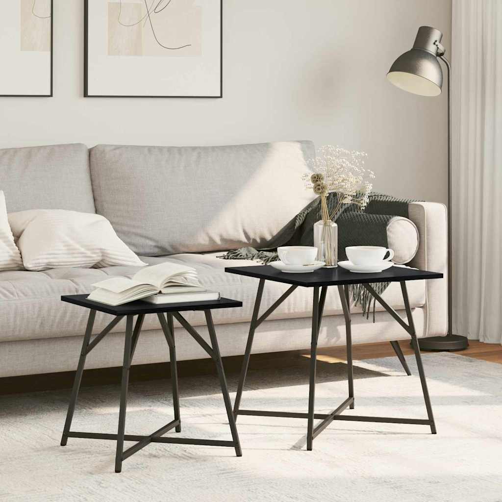 Conjunto de mesas de apoio 2 pcs Carvalho preto 50 x 50 x 50 cm