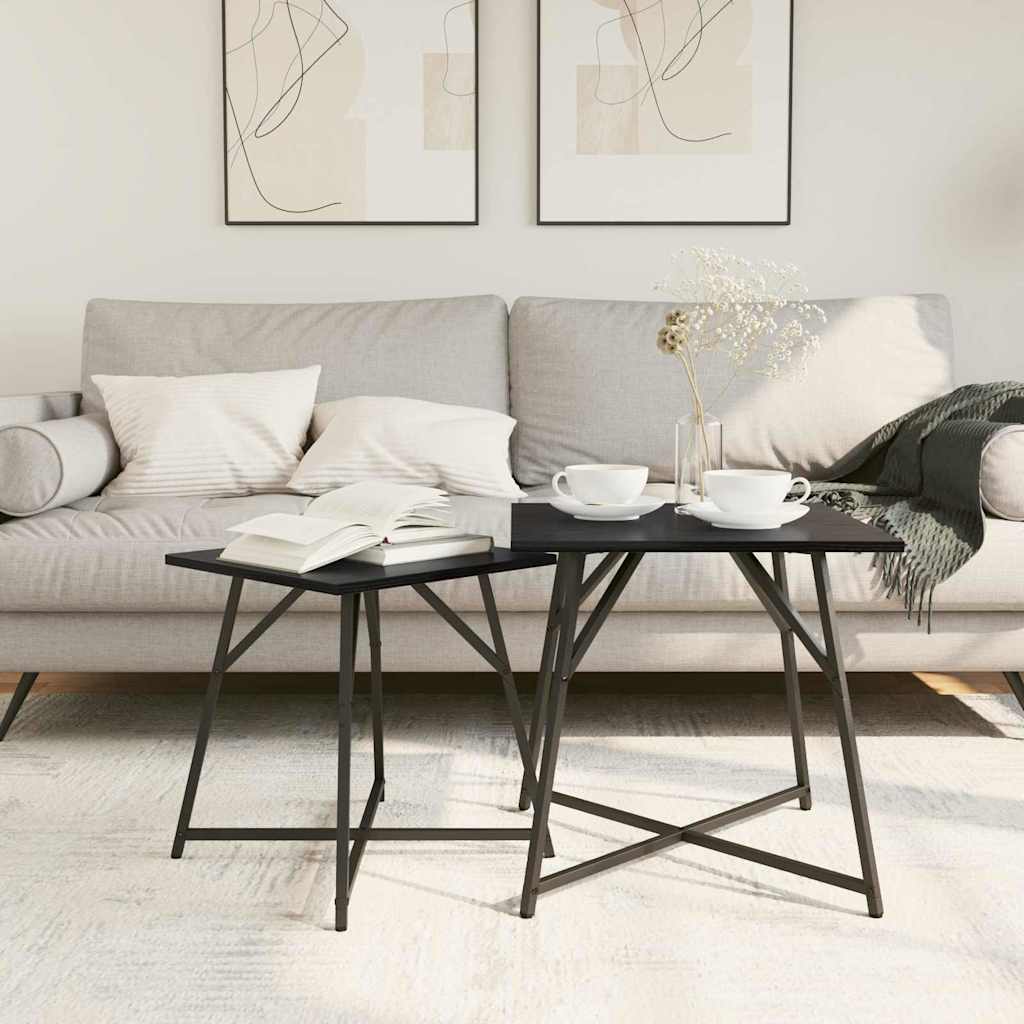 Conjunto de mesas de apoio 2 pcs Carvalho preto 50 x 50 x 50 cm