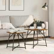 Conjunto de mesas de apoio 2 pcs Carvalho defumado e Preto