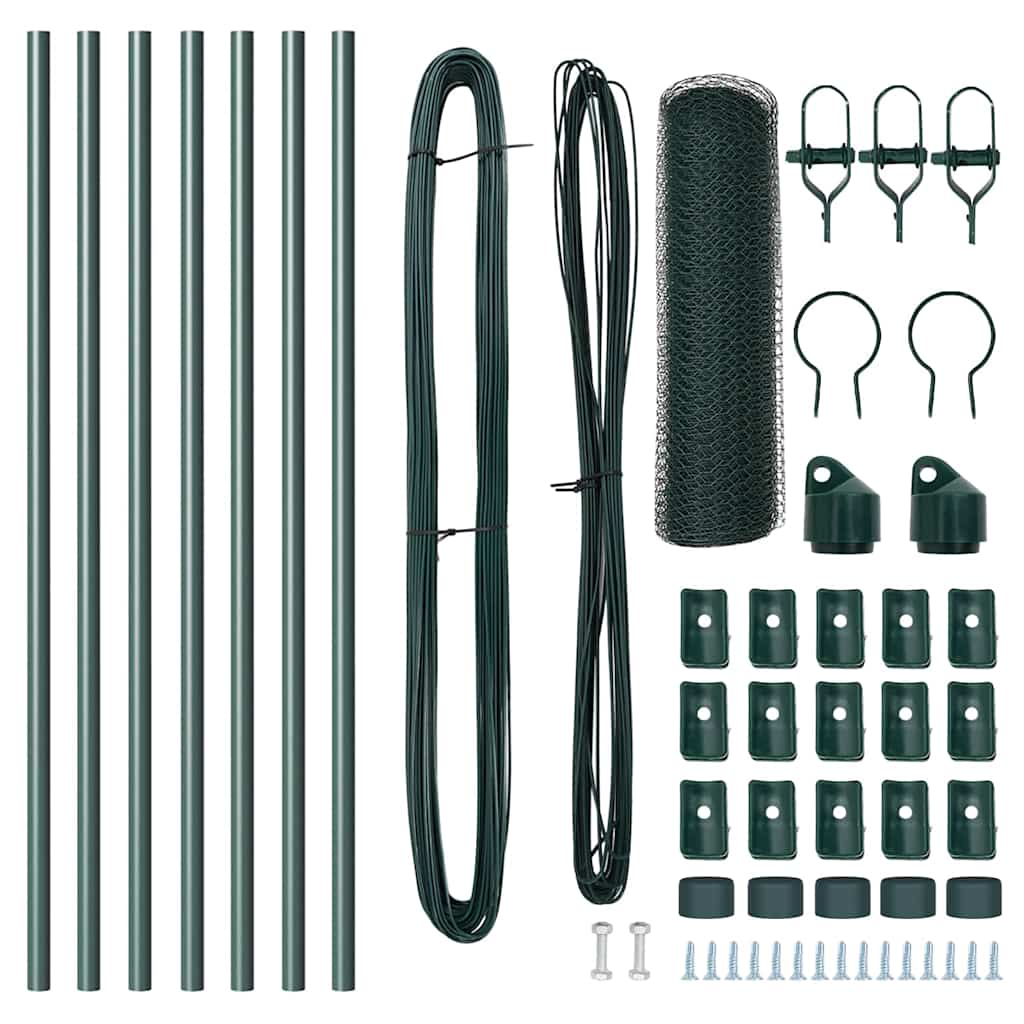 Cerca com Postes Verde 0.5 x 10 m Aço revestido de PVC