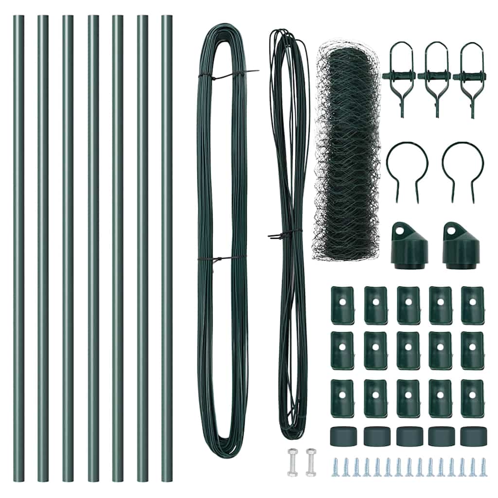 Cerca com Postes Verde 0.6 x 10 m Aço revestido de PVC