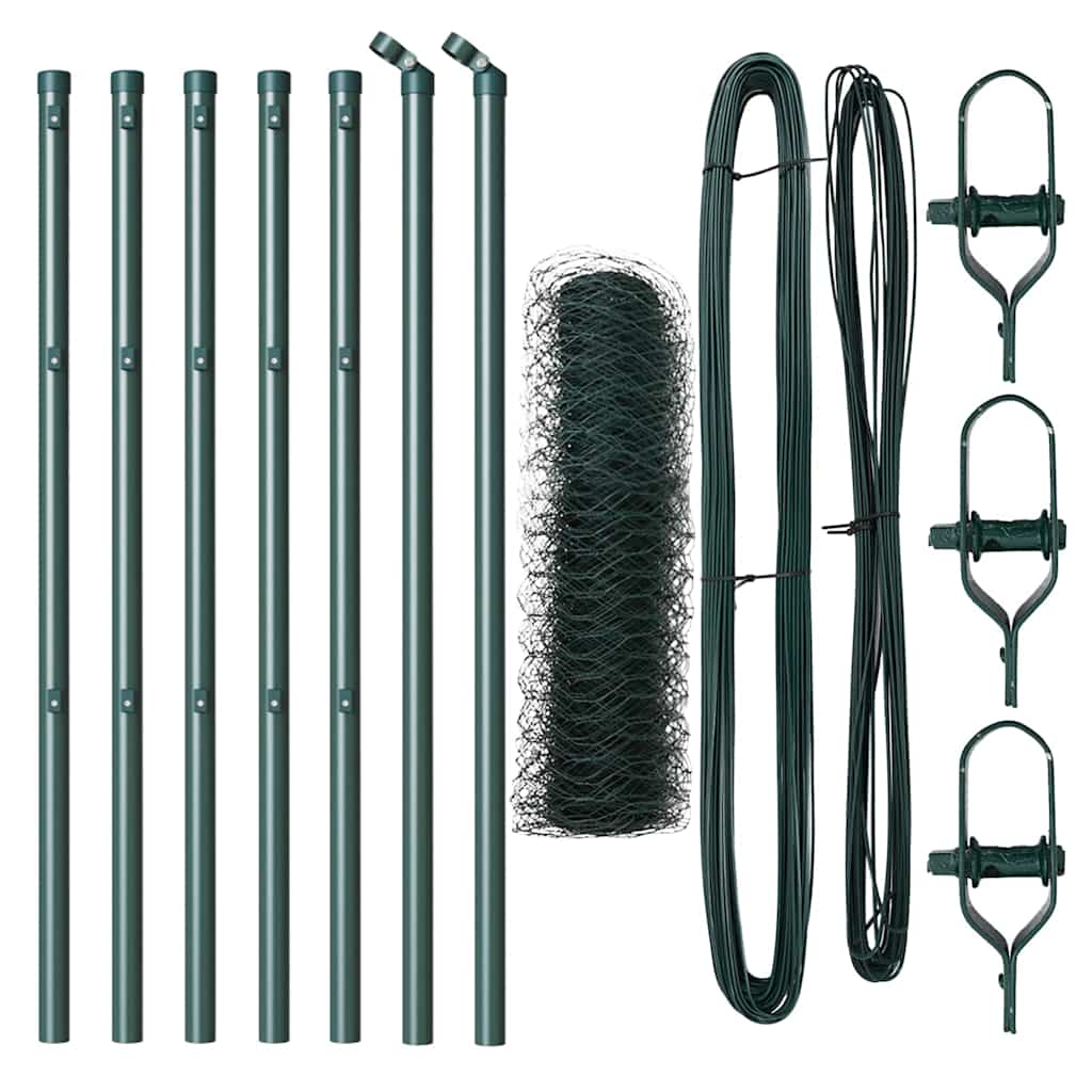 Cerca com Postes Verde 0.6 x 10 m Aço revestido de PVC