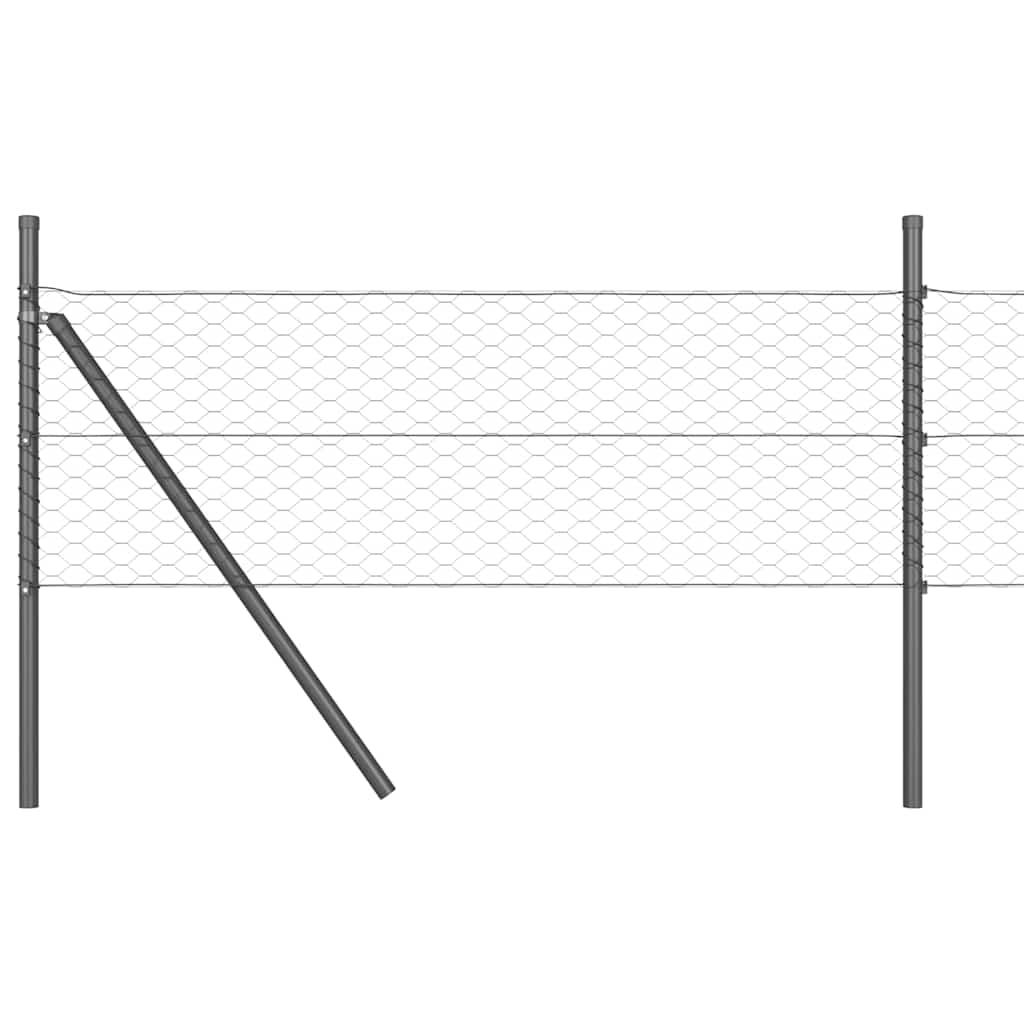 Cerca com Postes Cinzeto 0.4 x 10 m Aço revestido de PVC