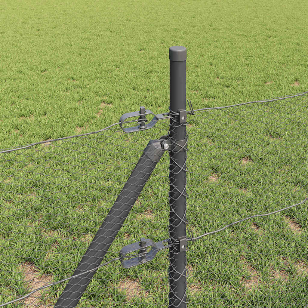 Cerca com Postes Cinzeto 0.5 x 10 m Aço revestido de PVC