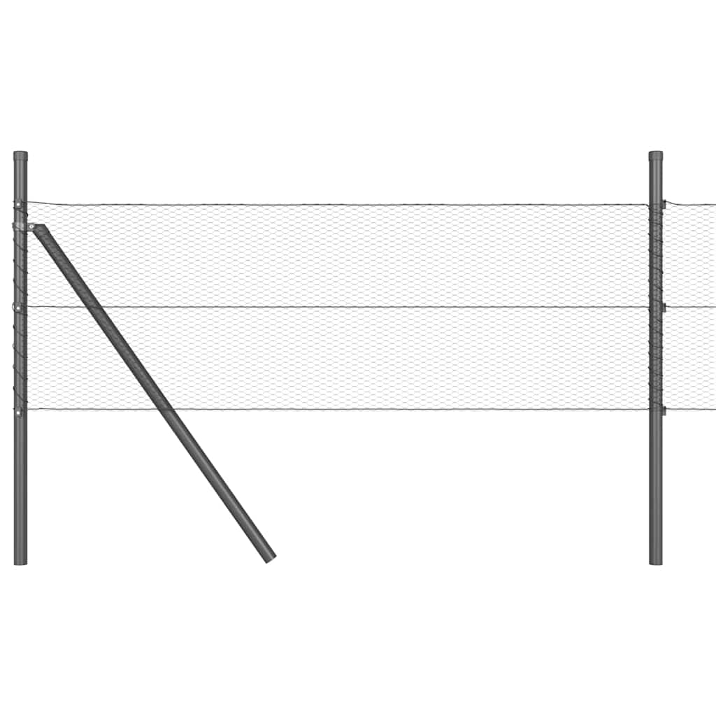 Cerca com Postes Cinzeto 0.5 x 10 m Aço revestido de PVC