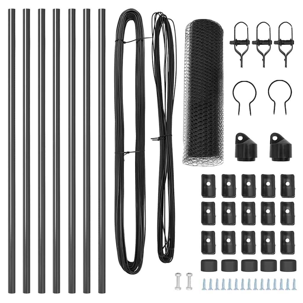 Cerca com Postes Cinzeto 0.5 x 10 m Aço revestido de PVC