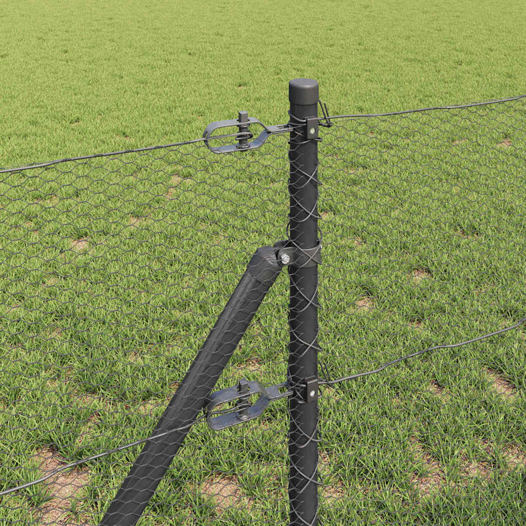 Cerca com Postes Cinzeto 0.6 x 10 m Aço revestido de PVC