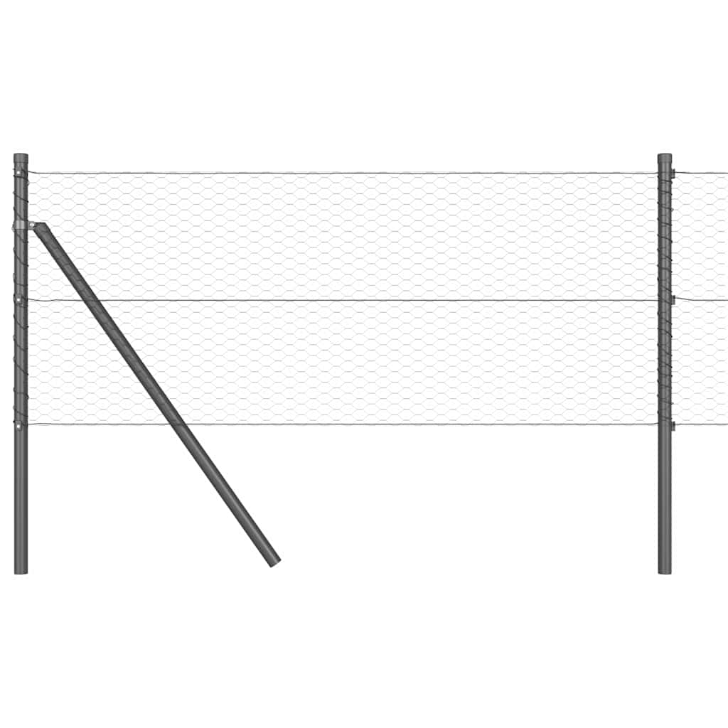 Cerca com Postes Cinzeto 0.6 x 10 m Aço revestido de PVC