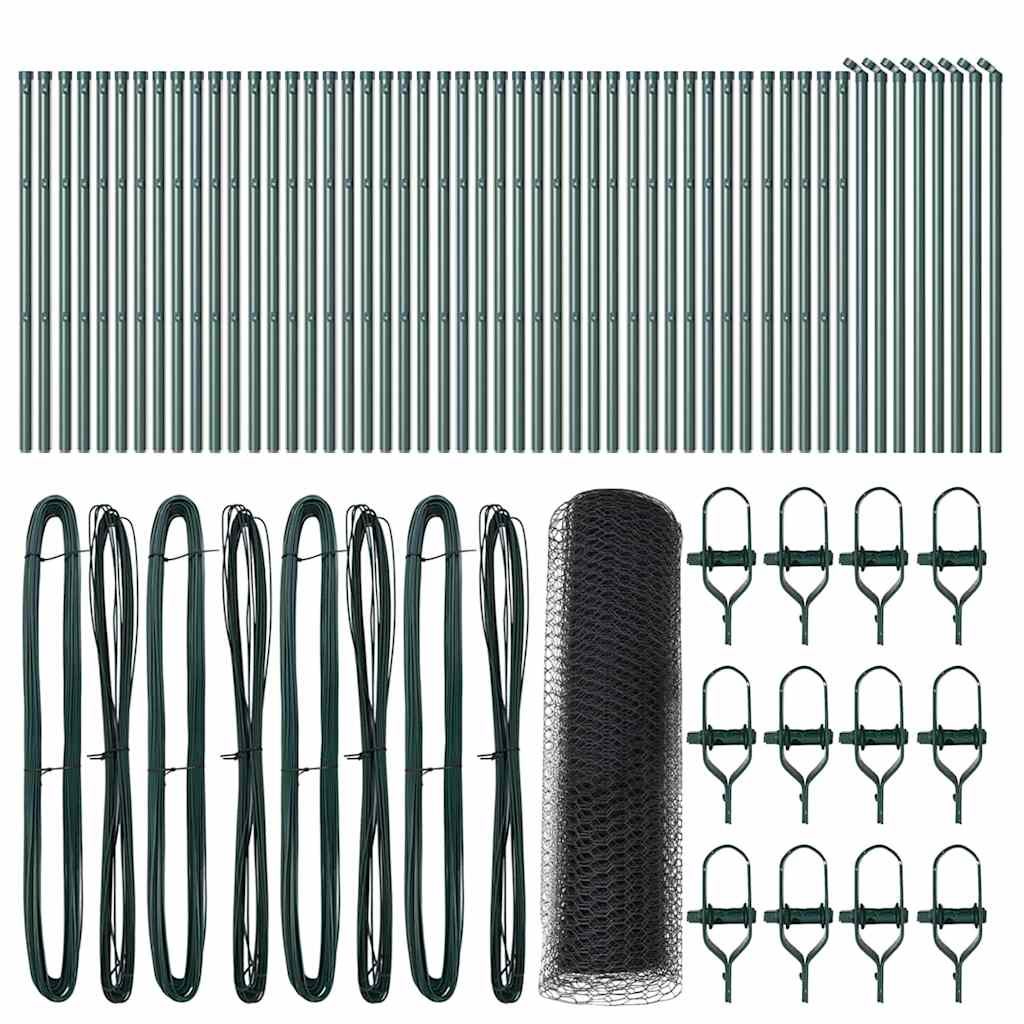 Cerca com Postes Cinzeto 0.4 x 100 m Aço revestido de PVC