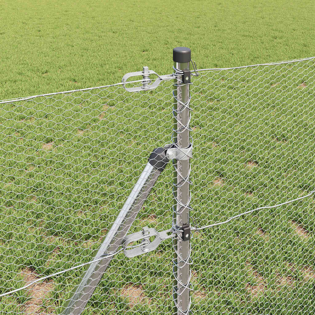 Cerca com Postes Prateado 0.6 x 10 m Aço revestido de PVC