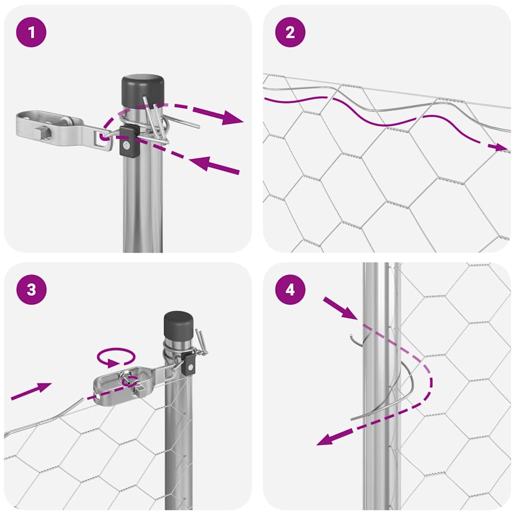 Cerca com Postes Prateado 0.6 x 10 m Aço revestido de PVC
