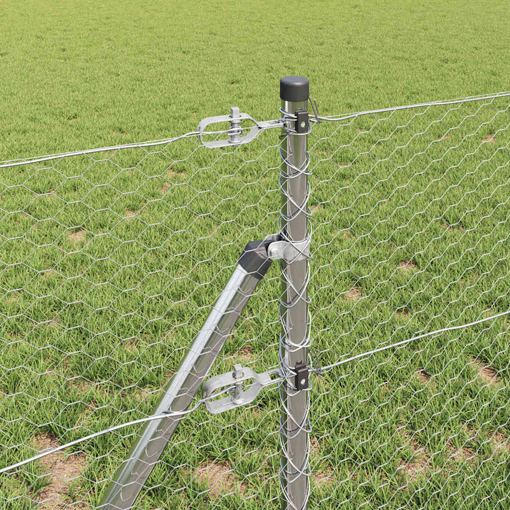 Cerca com Postes Prateado 0.6 x 10 m Aço revestido de PVC