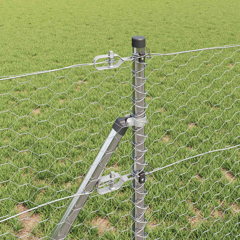 Cerca com Postes Prateado 0.6 x 10 m Aço revestido de PVC