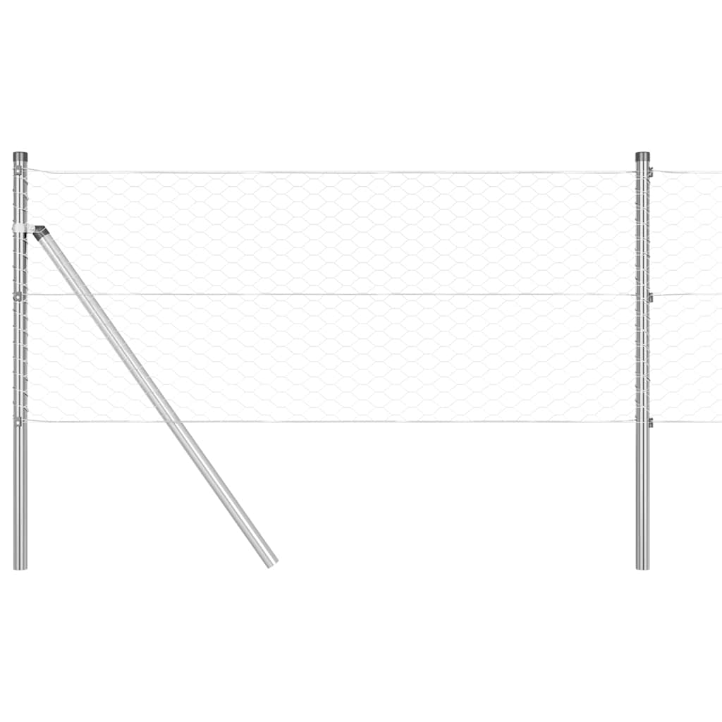 Cerca com Postes Prateado 0.6 x 10 m Aço revestido de PVC