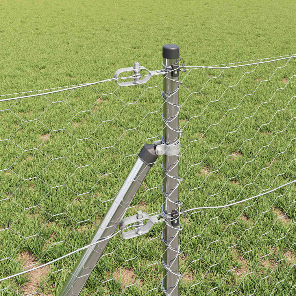 Cerca com Postes Prateado 0.6 x 10 m Aço revestido de PVC